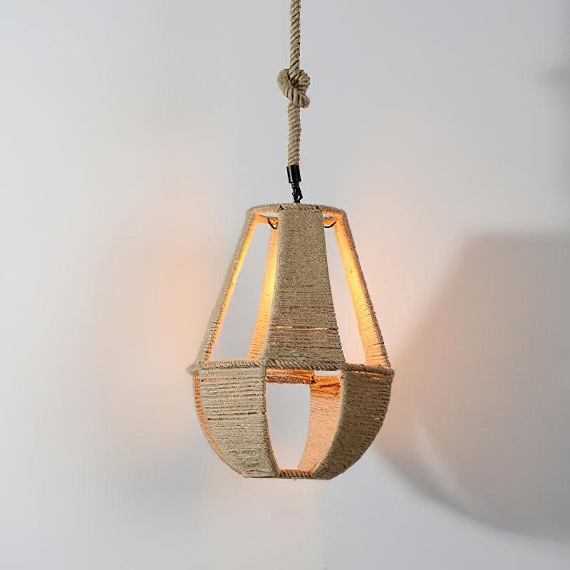 Retro Hemp Rope Interesting Pendant Light Model I ∅ 11.8″ x H 15″ / Dia 30cm x H 38cm / Natural rattan Pendant light