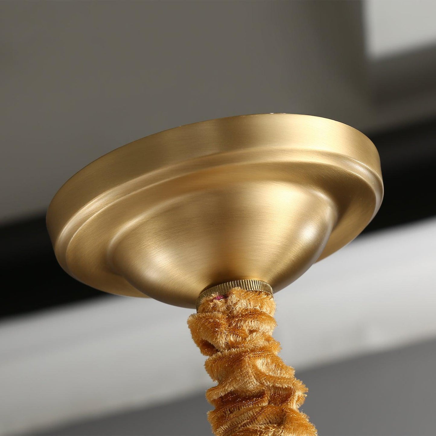Ribbed Glass Brass Chandelier