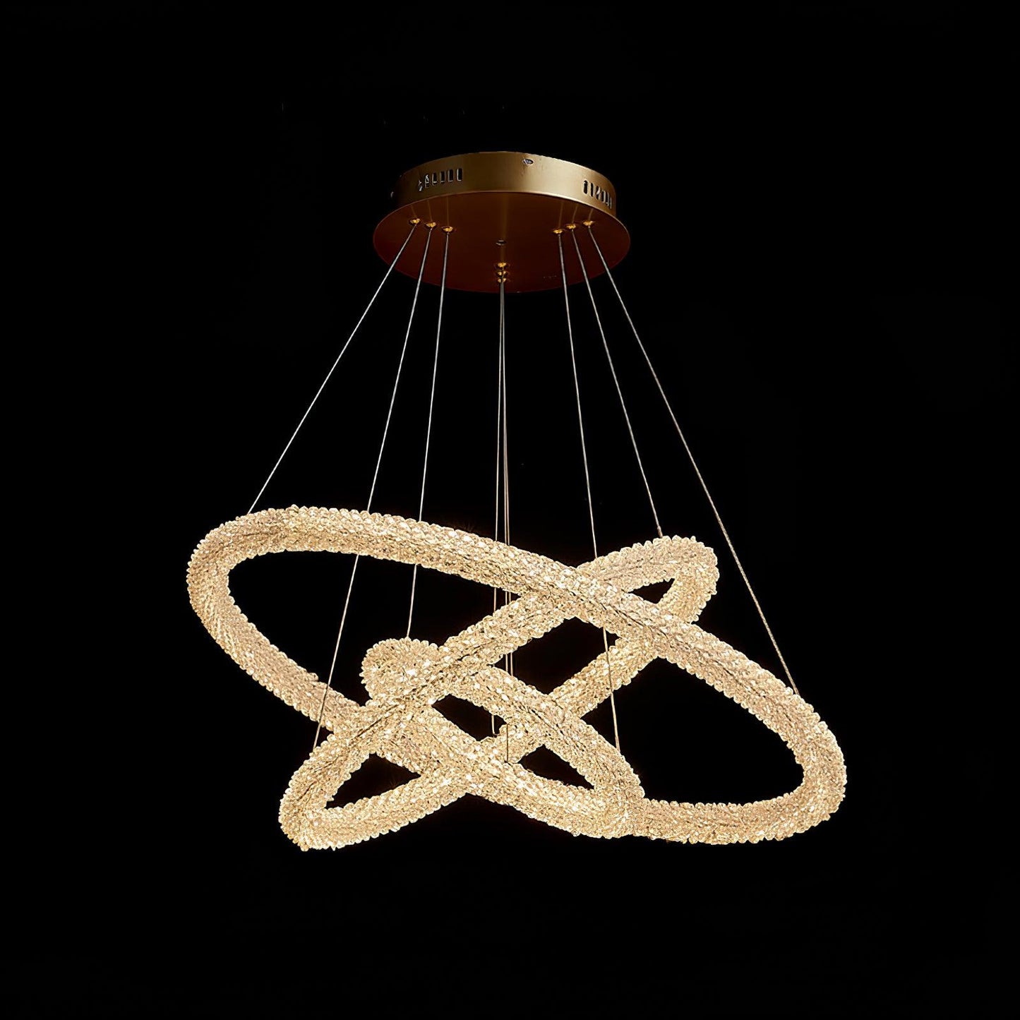 Ring Crystal Chandeliers ∅ 15.7″ + 23.6″ + 31.5″ / Dia 40cm + 60cm+ 80cm / Gold / Warm White Chandelier