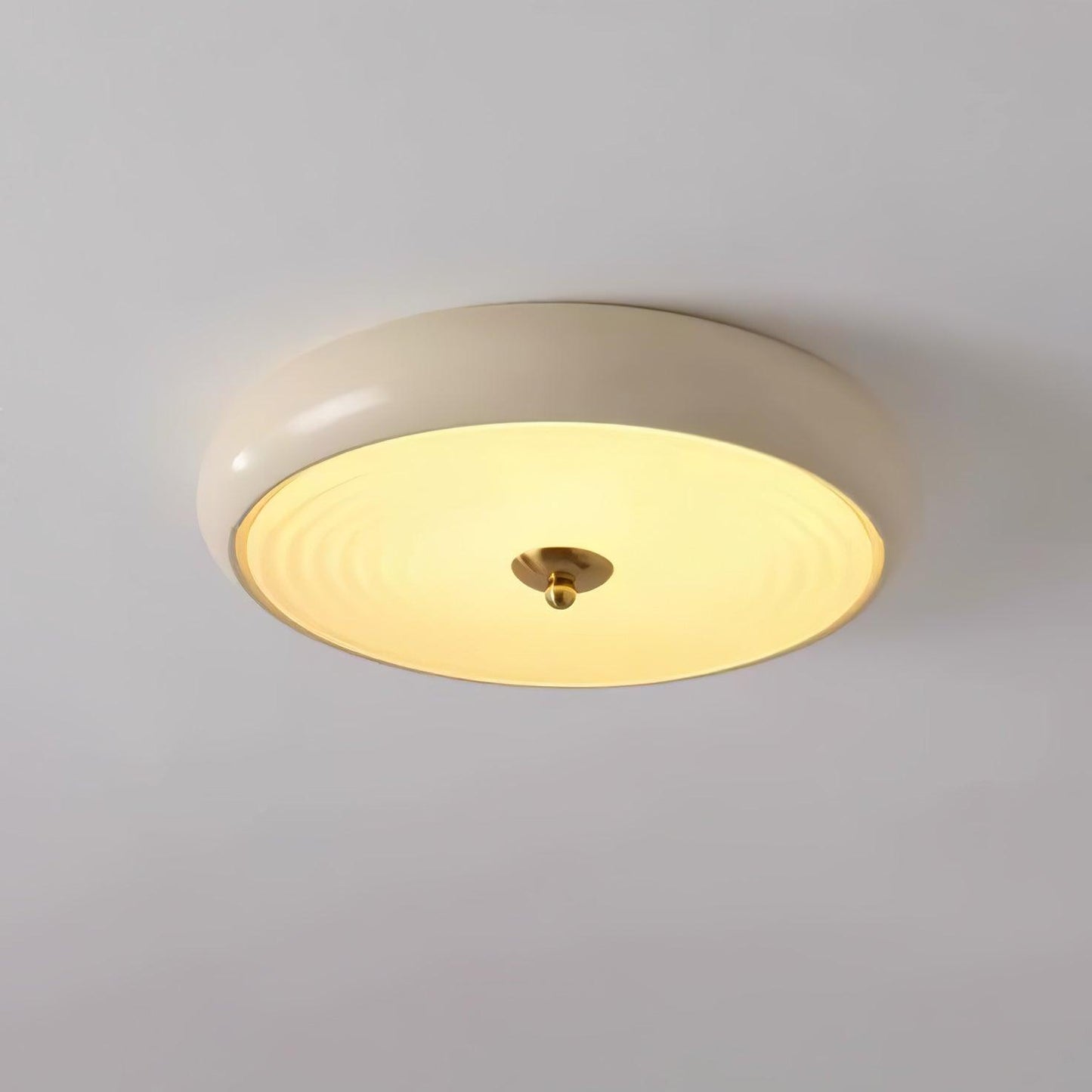 Ripple Cream Ceiling Lamp ∅ 17.7″ x H 4.7″ / Dia 45cm x H 12cm / Cream Color & Frosted White / Warm Light Ceiling lamp