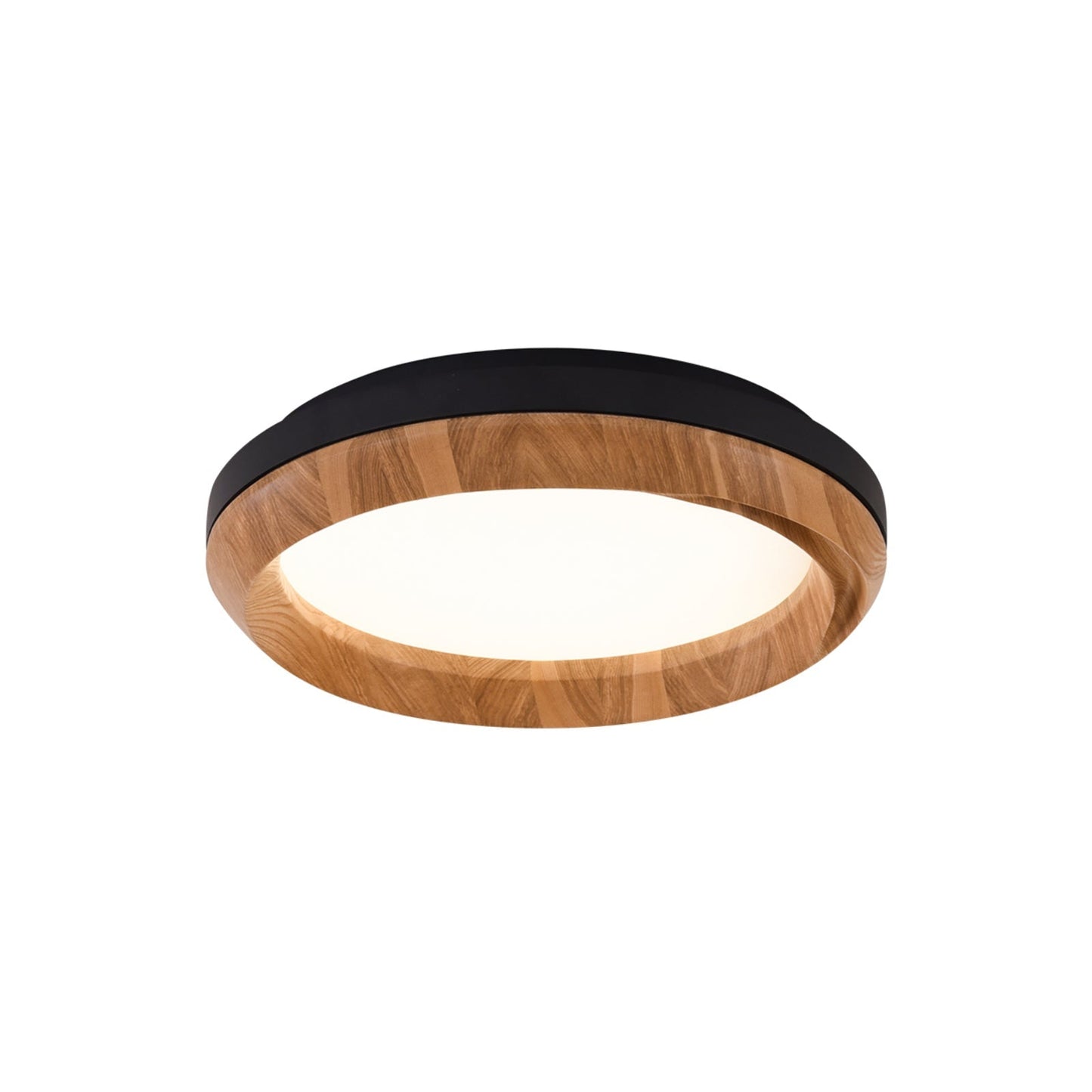 Ripple Wood Ceiling Light ∅ 17.7’’ x H 5.1’’ / Black & Wood color / Warm Light Ceiling lamp