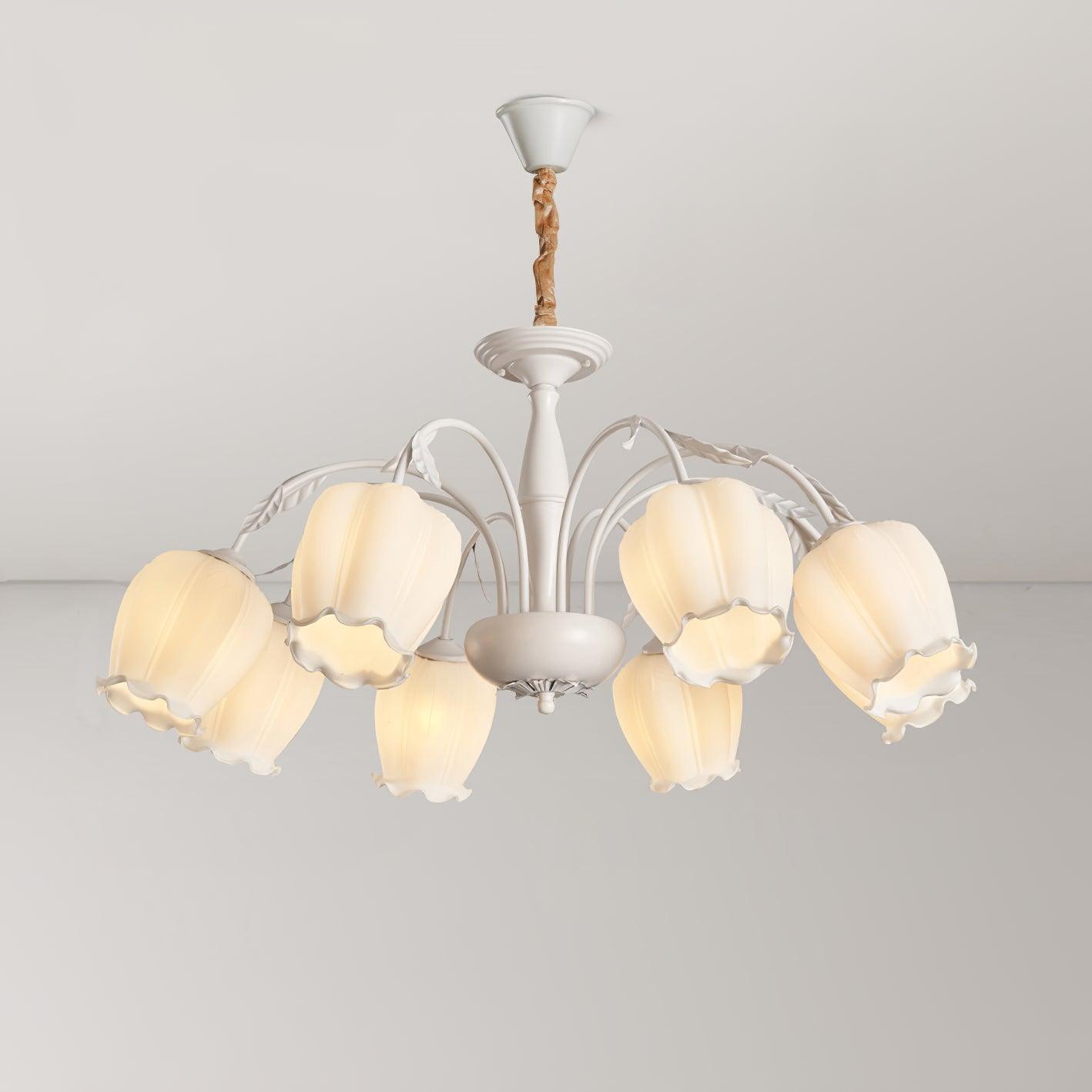 Rococo Chandelier 8 heads ∅ 34.6″ x H 15.7″/ Dia 88cm x H 40cm / White Chandelier