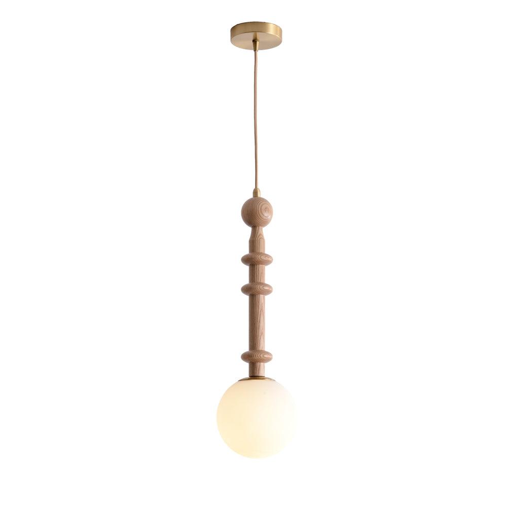 Roman Column Small Pendant Light ∅ 5.9″ x H 19.7″ / Dia 15cm x H 50cm / Wood Color & Silver & White Pendant light