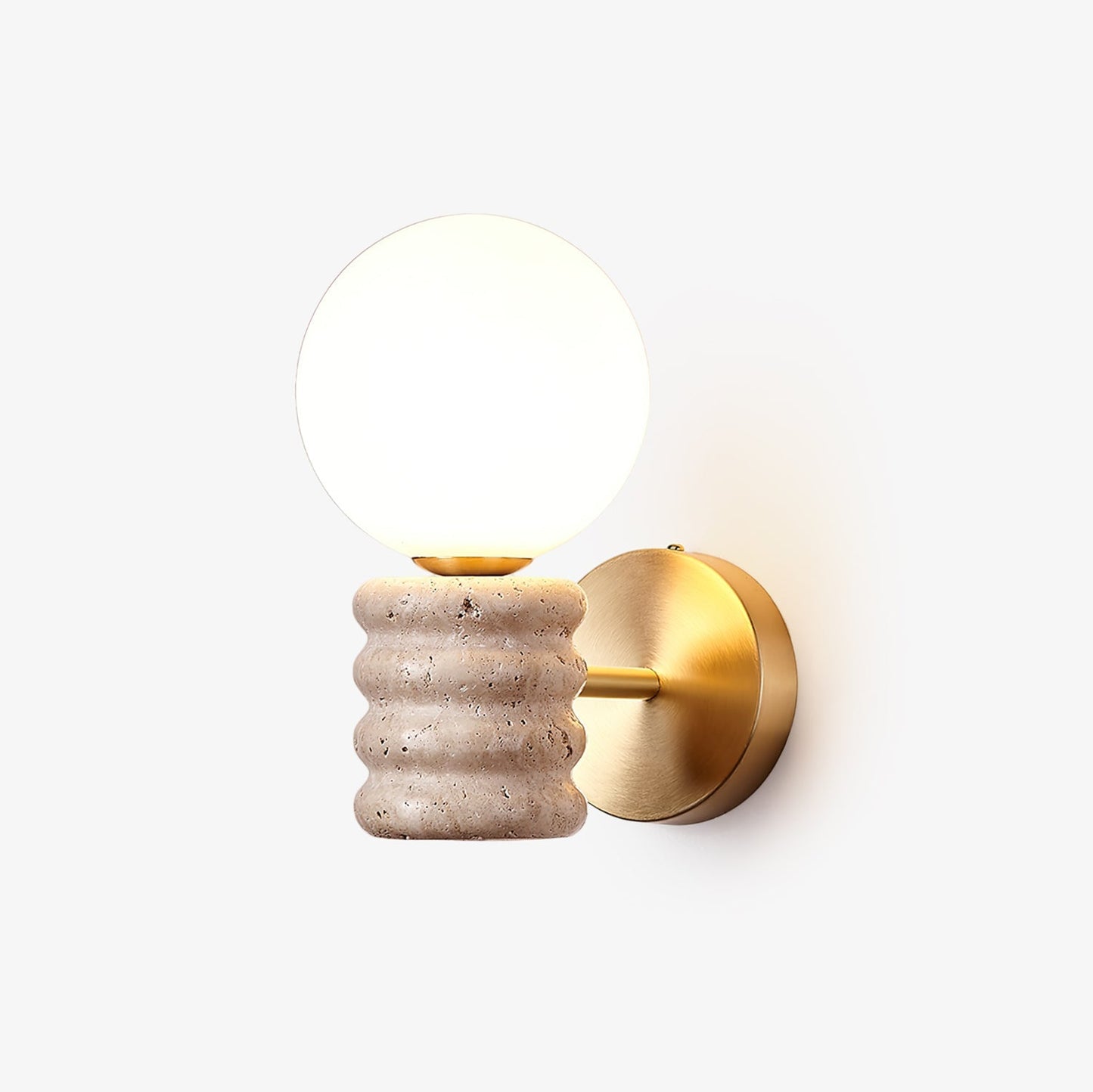 Romus Wall Lamp ∅ 3.9’’ x H 10.6’’ / Gold & Yellow Travertine Wall lamp