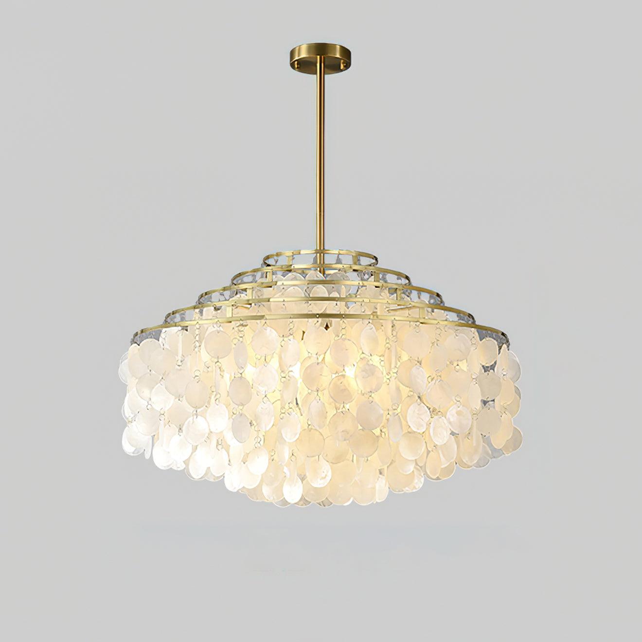 Round Shell Chandelier B 5 Layer ∅ 27.6″ x H 25.6″ / Dia 70cm x H 65cm / Gold Chandelier