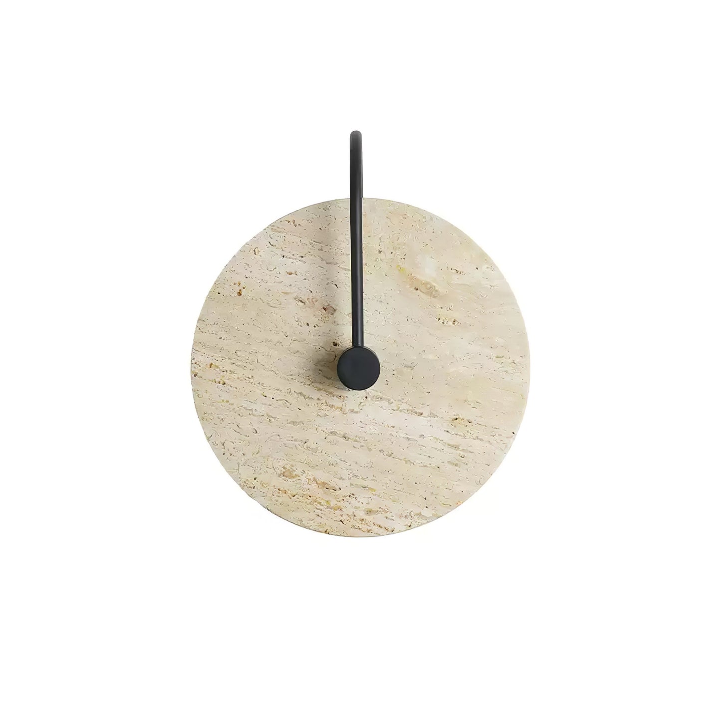 Round Travertine Wall Lamp ∅ 9.8’’ x H 11.8’’ / Yellow Travertine / Warm Light Wall lamp