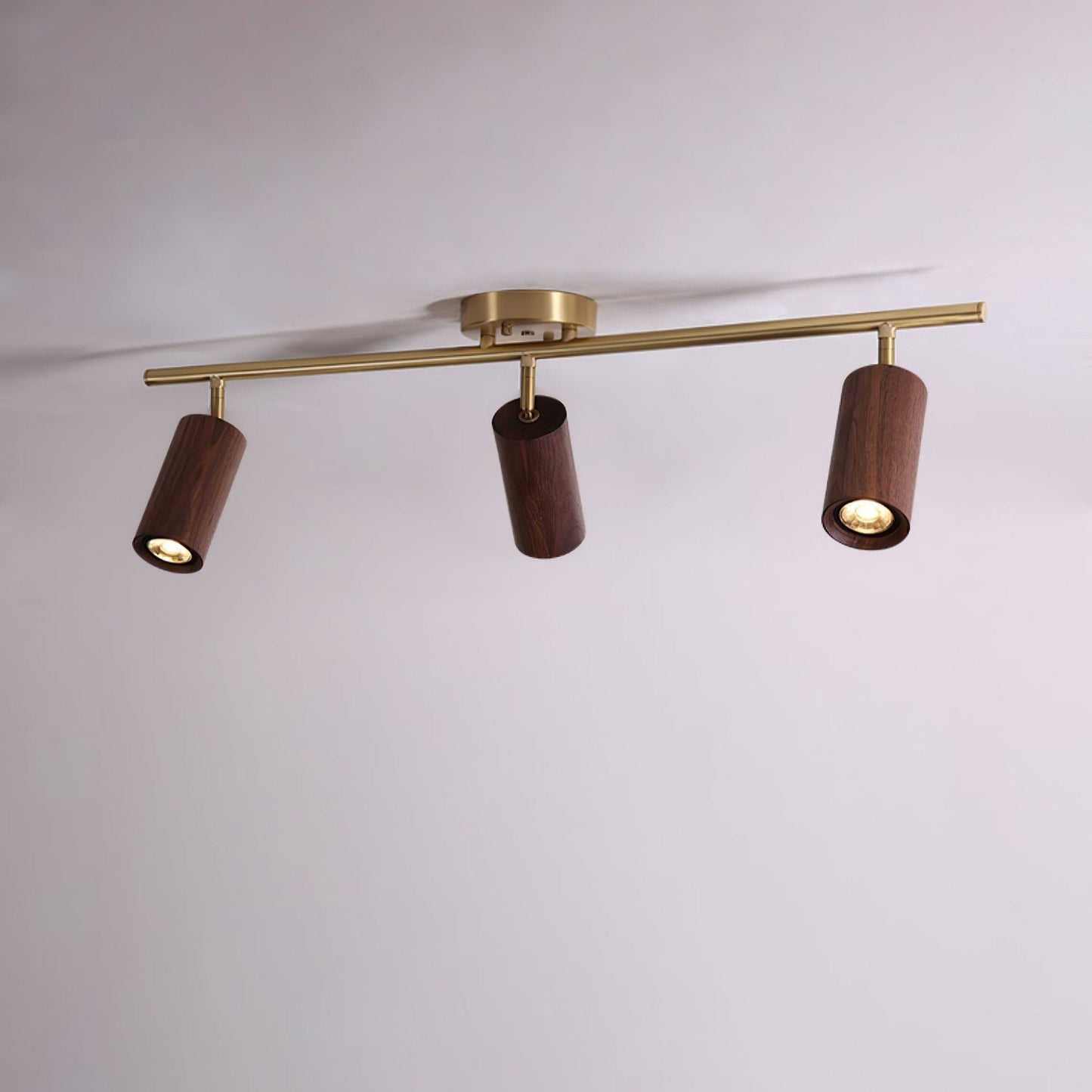 Rowan Ceiling Light 3 heads: L 31.5″ x H 8.7″ / Walnut color & Gold / Warm Light 1001 Ceiling lamp