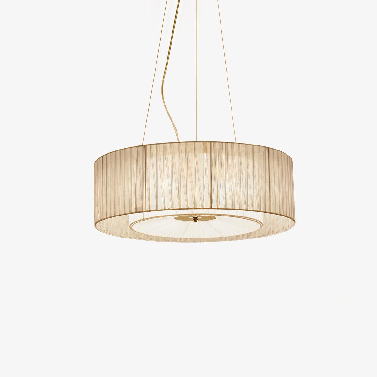 Ruffle Pleated Pendant Lamp ∅ 22.4″ x H 7.1″ / Dia 57cm x H 18cm / Beige & Chrome Pendant light