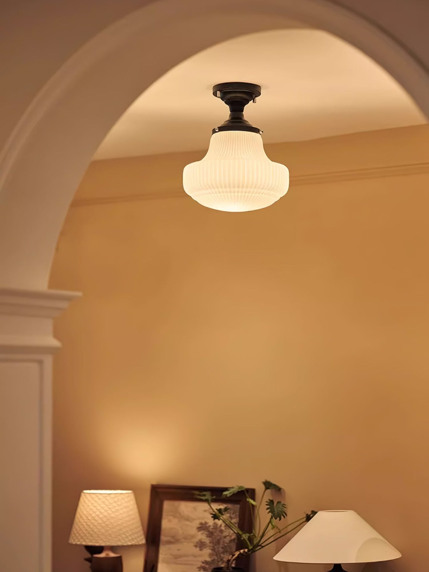 Schoolhouse Ceiling Light ∅ 11″ x H 13″ / Black & White Ceiling lamp