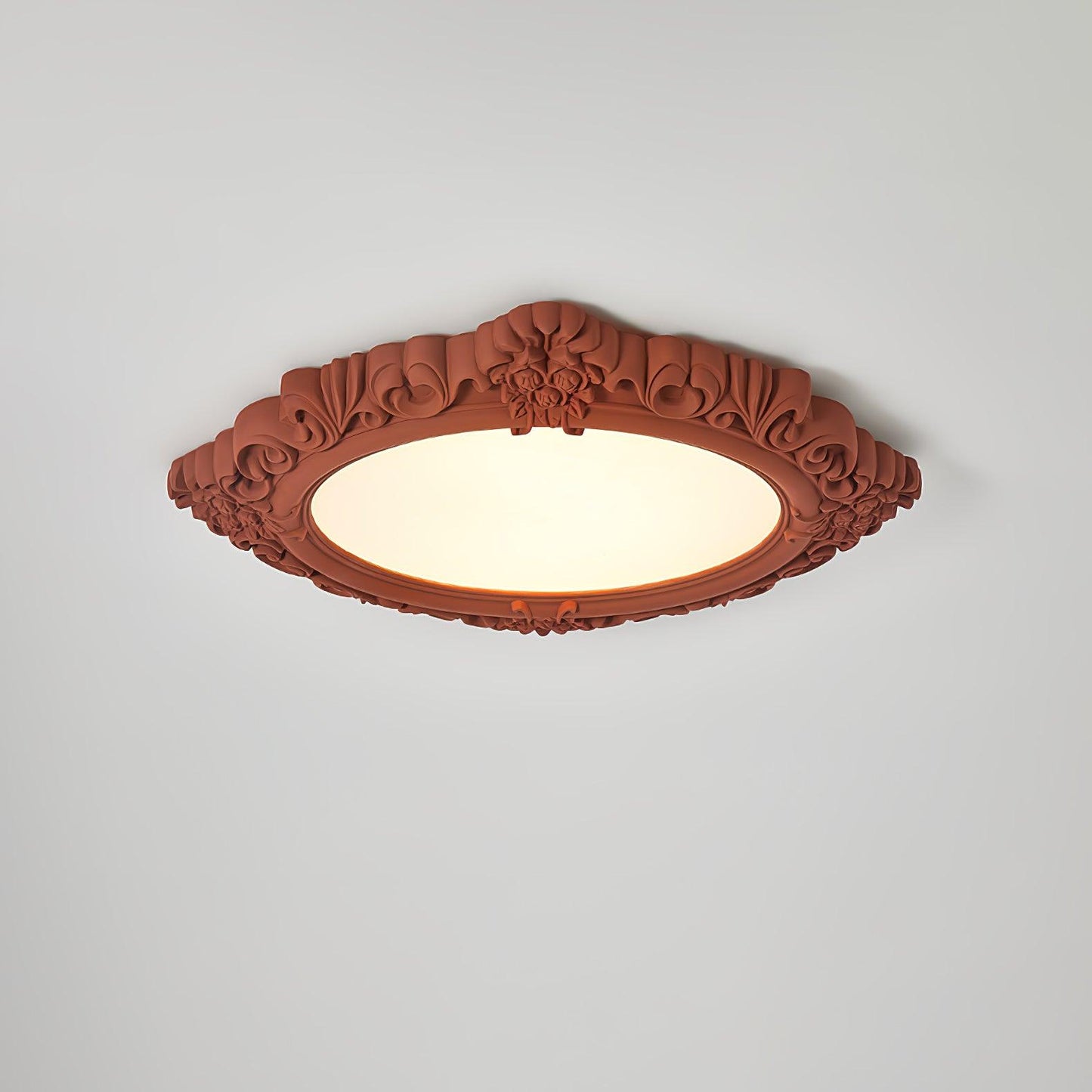 Sculpted Resin Ceiling Lamp ∅ 34.3″ x W 27.2″ x H 3″ / ∅ 87cm x W 69cm x H 7.5cm / Brick red / Warm light Ceiling lamp
