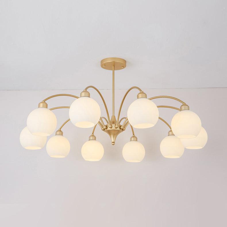 Sculptural Glass Chandelier 10 heads ∅ 43.3″ x H 7.9″ / Dia 110cm x H 20cm / Copper plated + White Chandelier