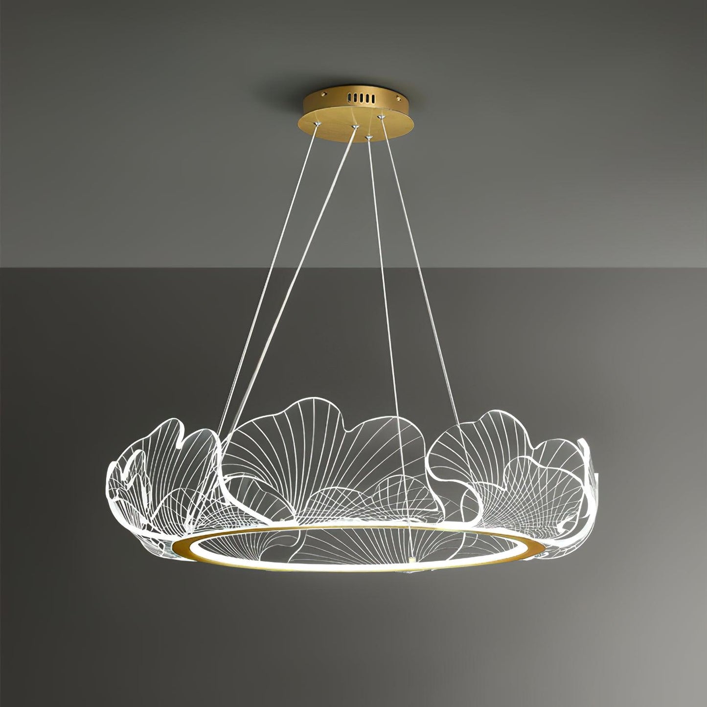 Sea Chandelier ∅ 42.5″ x H 8.7″ / Dia 108cm x H 20cm (Power ~101W) Gold & Clear / Warm Light Chandelier