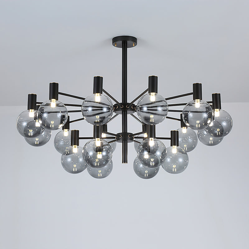 Selva Black Chandelier 12 + 6 Heads ∅ 39.4″ x H 13.8″ / Dia 100cm x H 35cm / Black / Smoke gray Chandelier