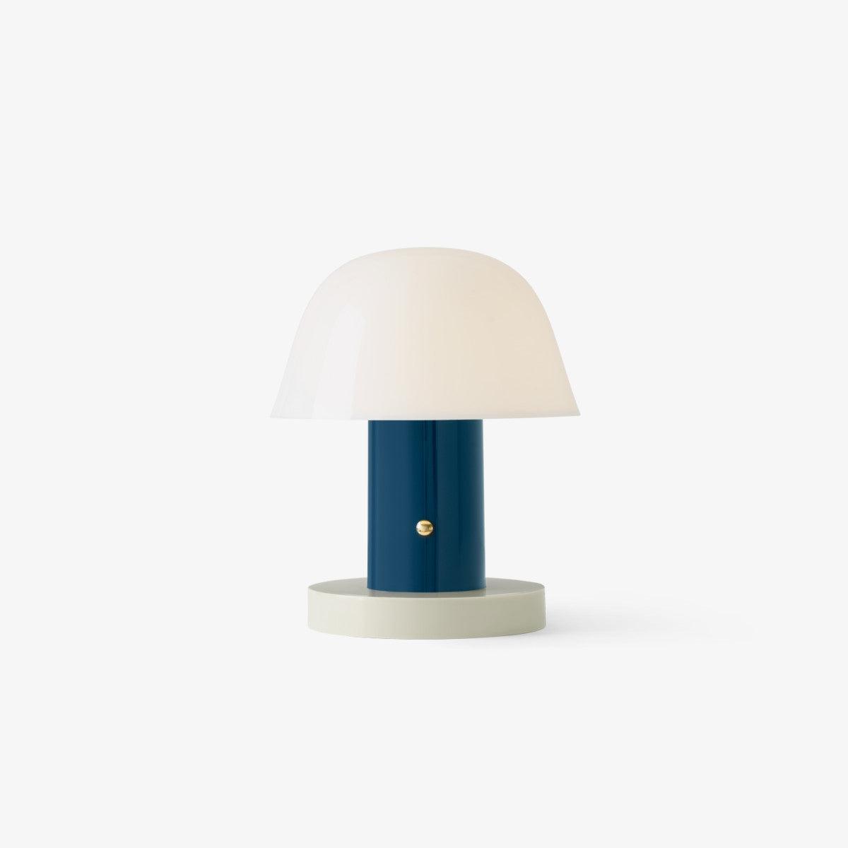 Serena Built-in Battery Table Light ∅ 7″ x H 8.6″ / Dia 18cm x H 22cm / Blue & White / Touch Switch Table lamp