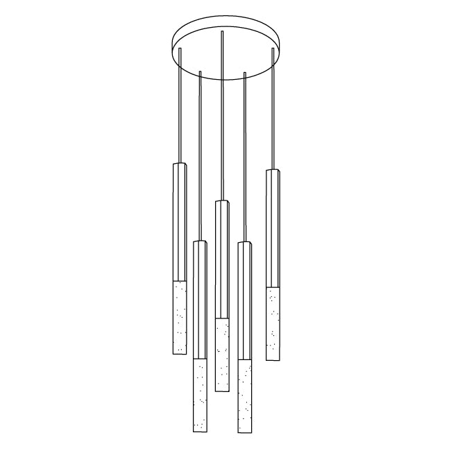 Shine Vertical Plumage Suspension 5 heads ∅ 11.8″ x H 78.7″ / Dia 30cm x H 200cm / Gold / Warm Light Pendant light
