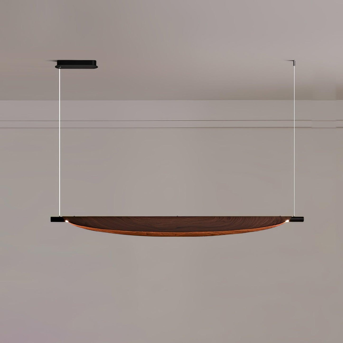 Sleek Board Pendant Lamp ∅ 40.9″ x H 10.2″ / Dia 104cm x H 26cm / Hydrographic Walnut Wood Grain Finish / Warm Light