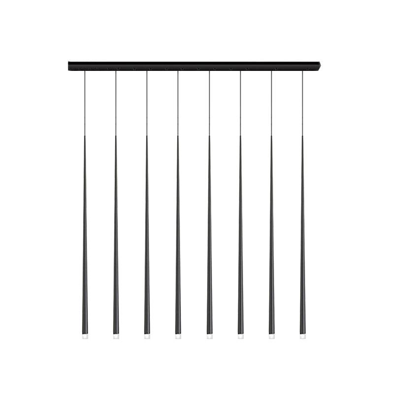 Slender Cone Chandelier Long Canopy 8heads ∅ 59″ / Black / ? 1.3″ x H 39.4″ Chandelier