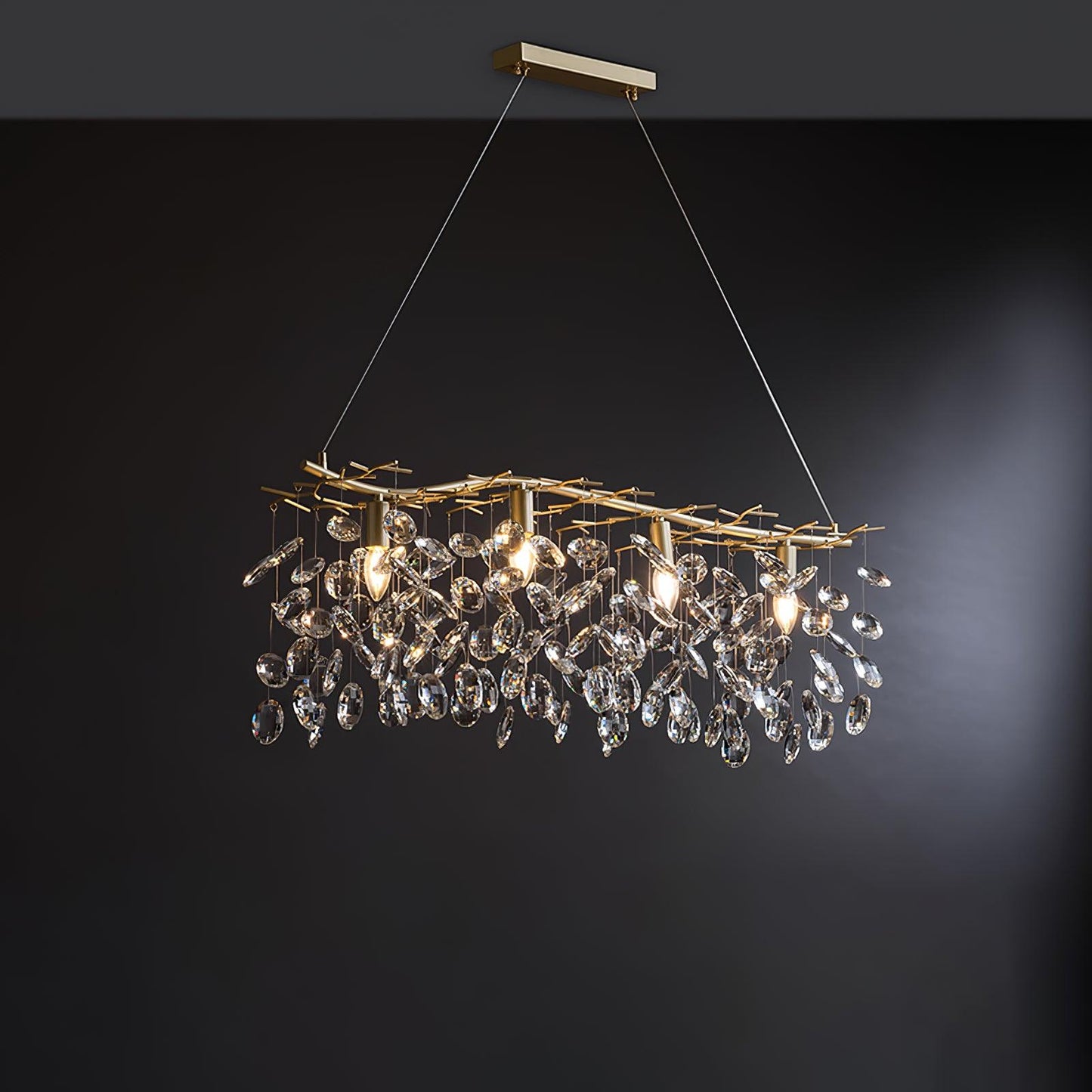 Sofia Chandeliers ∅ 39.3″ x W 11″ x H 9.8″ / Dia 100cm x W 28cm x H 25cm (E14 Bulbs* 10) / Brass & Clear Chandelier