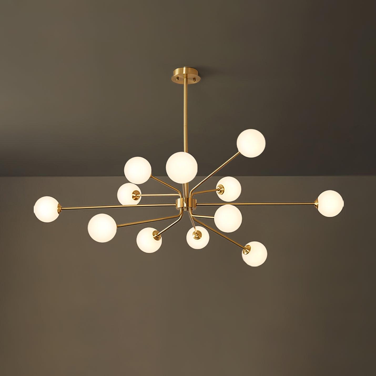 Solaire Arm Chandelier 12heads ∅ 47.2″ x H 14.9″/ Dia 120cm x H 38cm / Brass & White Chandelier