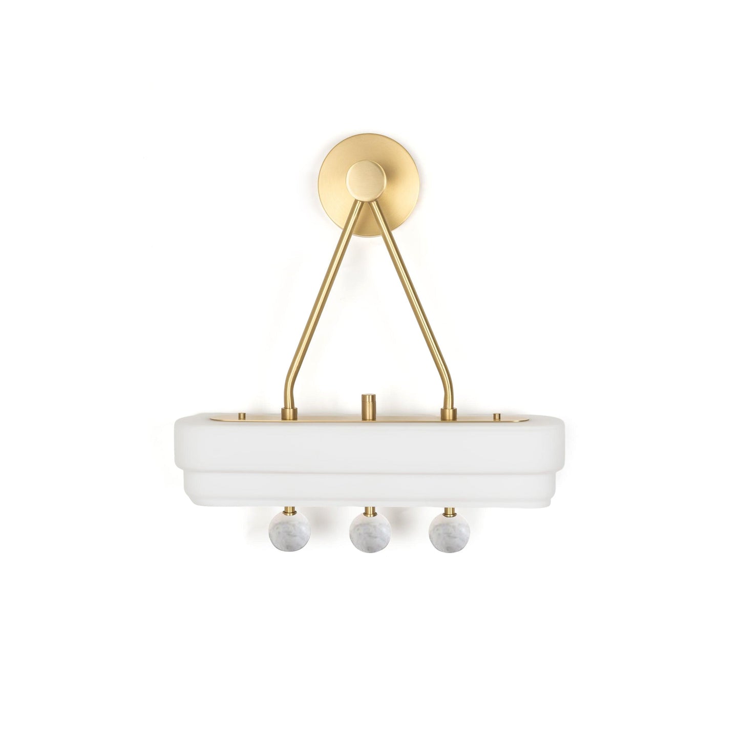 Spate Wall light ∅ 15.7″ x H 15.7″ / Dia 40cm x H 40cm / Brushed Brass & White Glass & White Marble / Warm White Wall