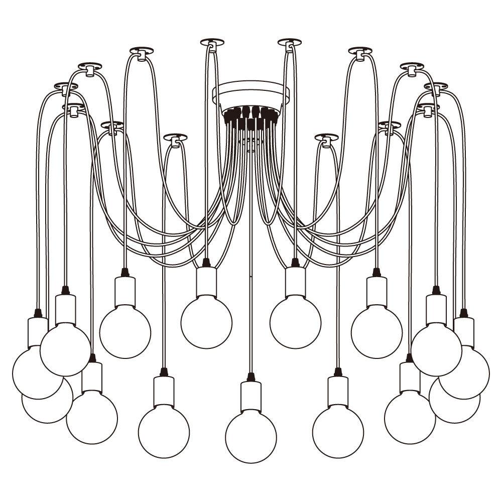 Spider Ceiling Chandelier 15heads ∅ 7.8″ / Dia 20cm / Black Chandelier