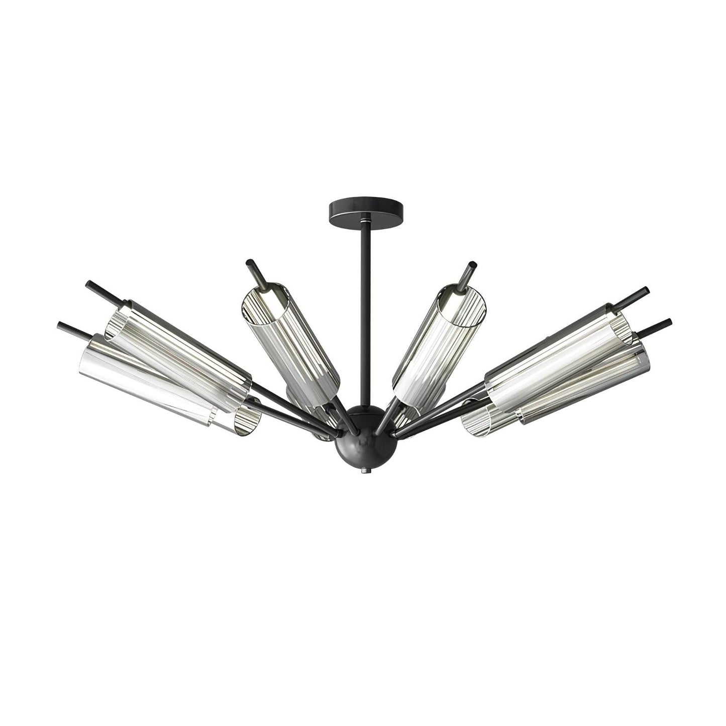 Sputnik Brass Chandelier Model B 10 Heads ∅ 39.4″ x H 7.9″ / Dia 100cm x H 20cm / Black & Smoke gray / Warm Light