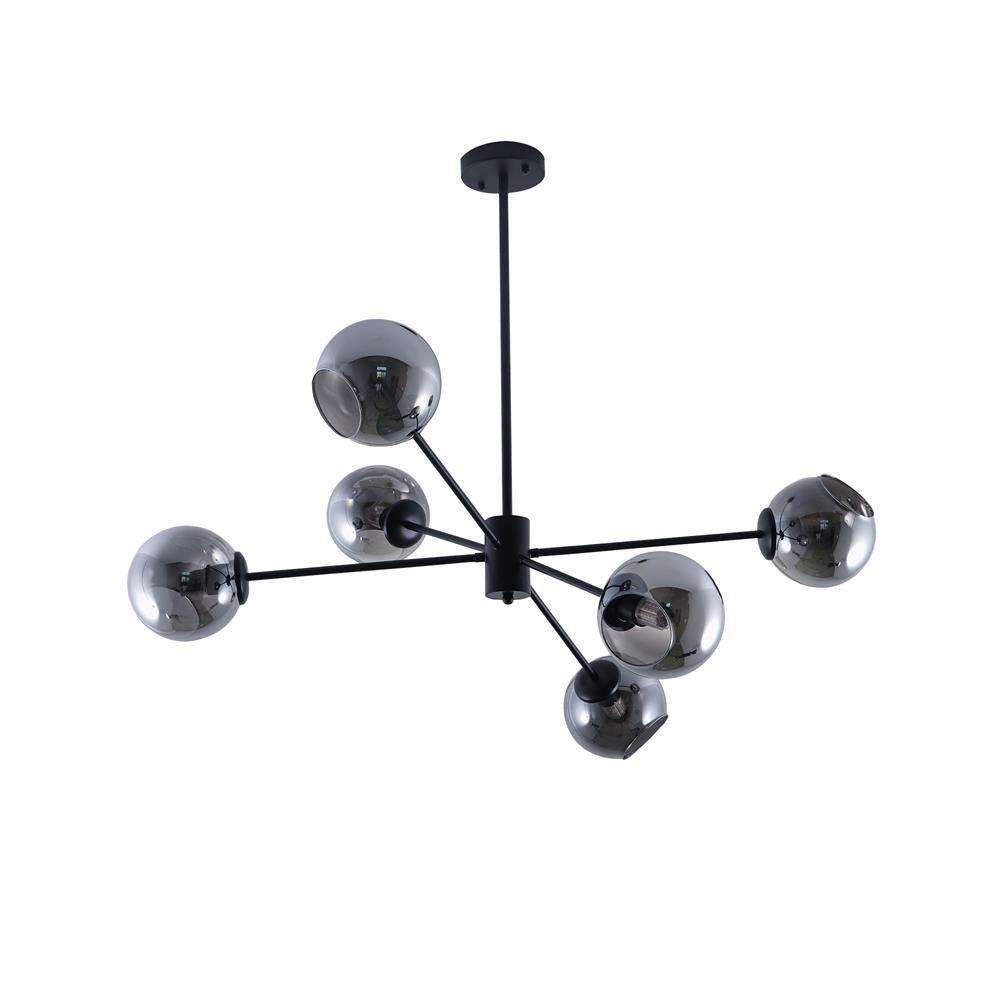 Staggered Glass 6 Light Chandelier ∅ 37″ x H 18.9″ / Dia 94cm x H 55cm / Black Chandelier