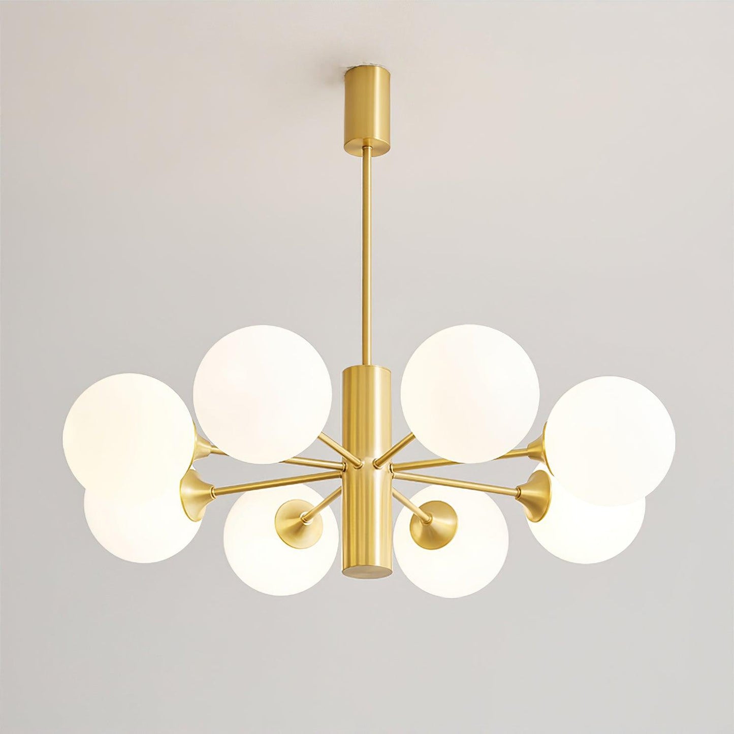 Stella Brass Chandelier 8 Heads ∅ 31.5″ x H 25.6″ / Dia 80cm x H 65cm / Brass & White Chandelier