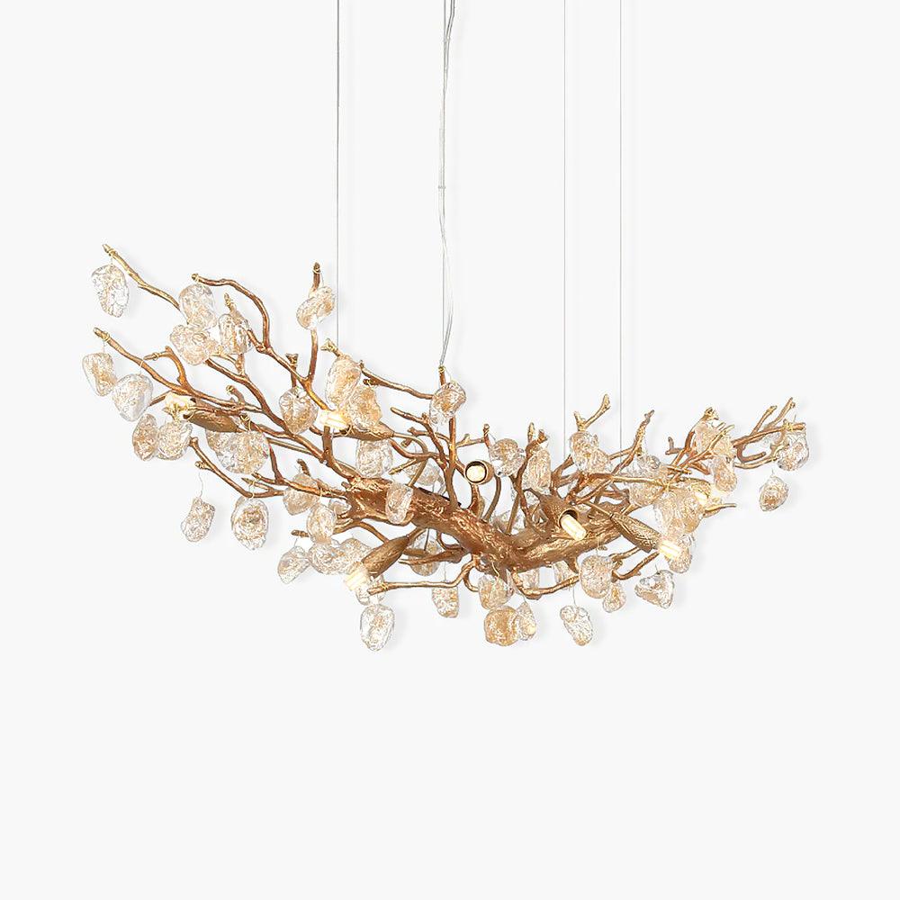 Stone Crystal Brass Chandelier ∅ 49.2″ x H 19.7″ / Dia 125cm x H 50cm / Brass & Amber Chandelier