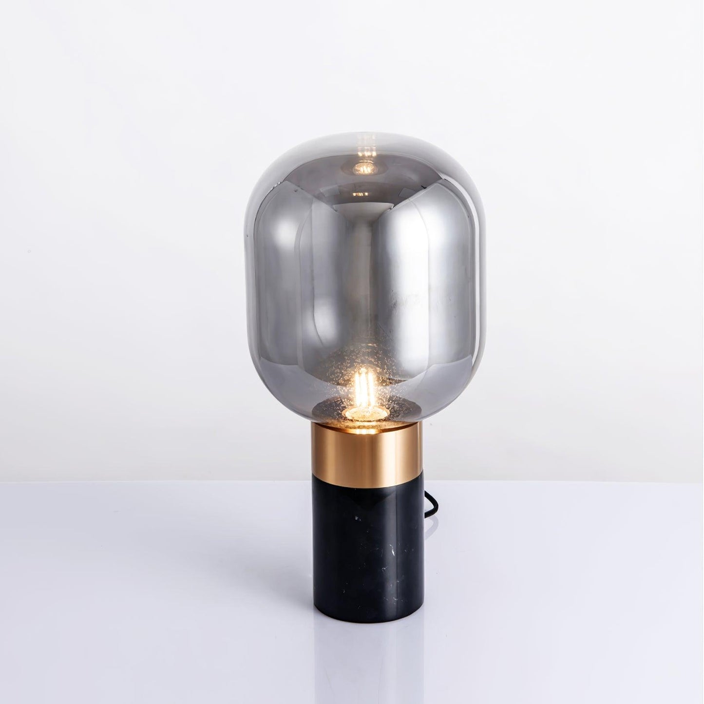 Storm Marble Table Lamp ∅ 9″ x H 18.8″/ Dia 23cm x H 48cm / Black Marble & Smoke Gray / US plug Table lamp