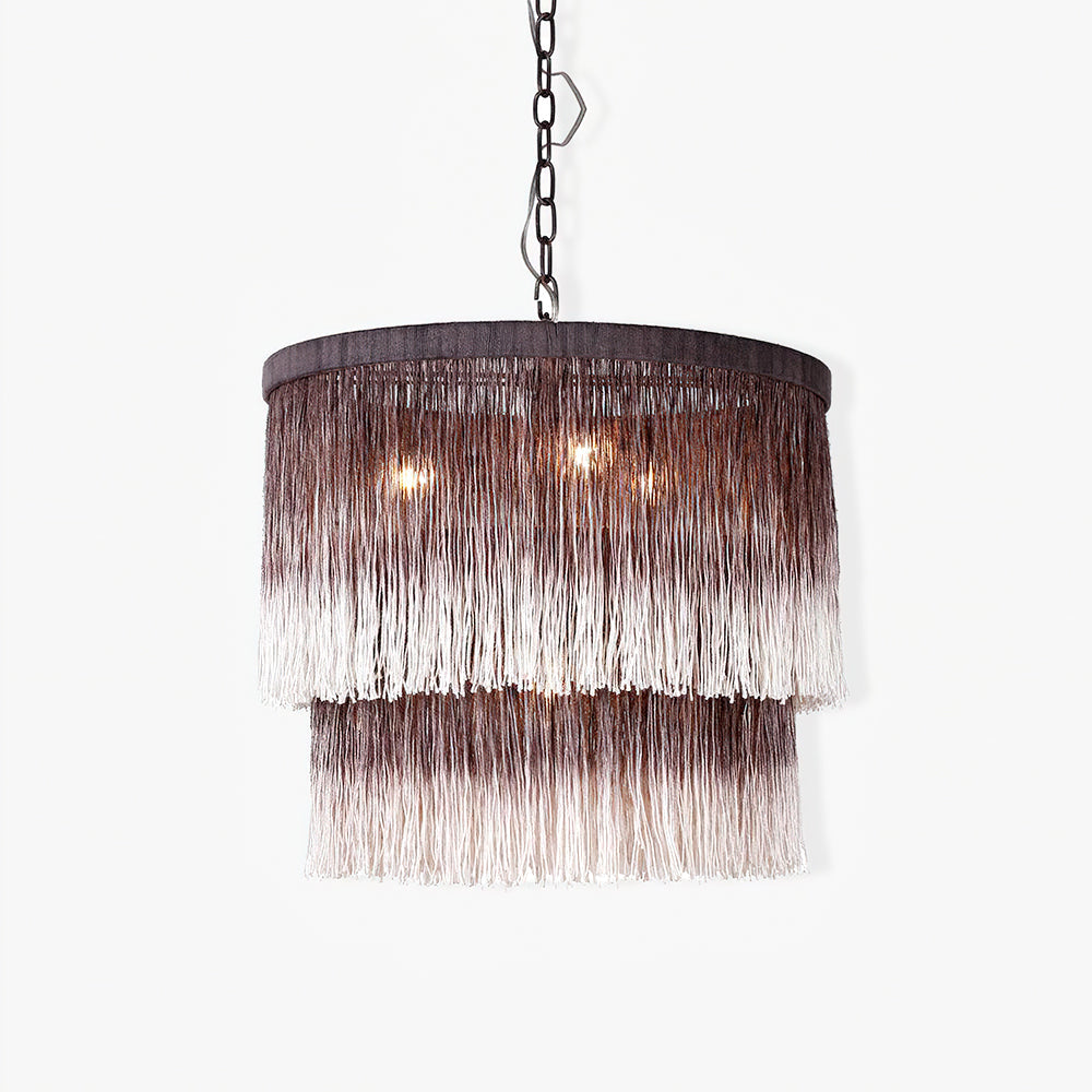 Tassel Chandelier ∅ 17.7″ x H 15.7″ / Dia 45cm x H 40cm / Brown and white gradient Chandelier