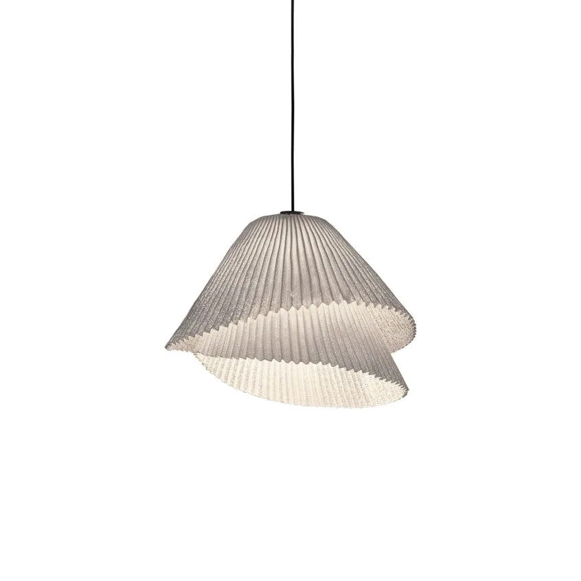 Stainless Steel Pleated Pendant Lamp ∅ 16.9″ x H 59.1″ / Dia 43cm x H 150cm / Grey Stainless steel / Warm Light Pendant