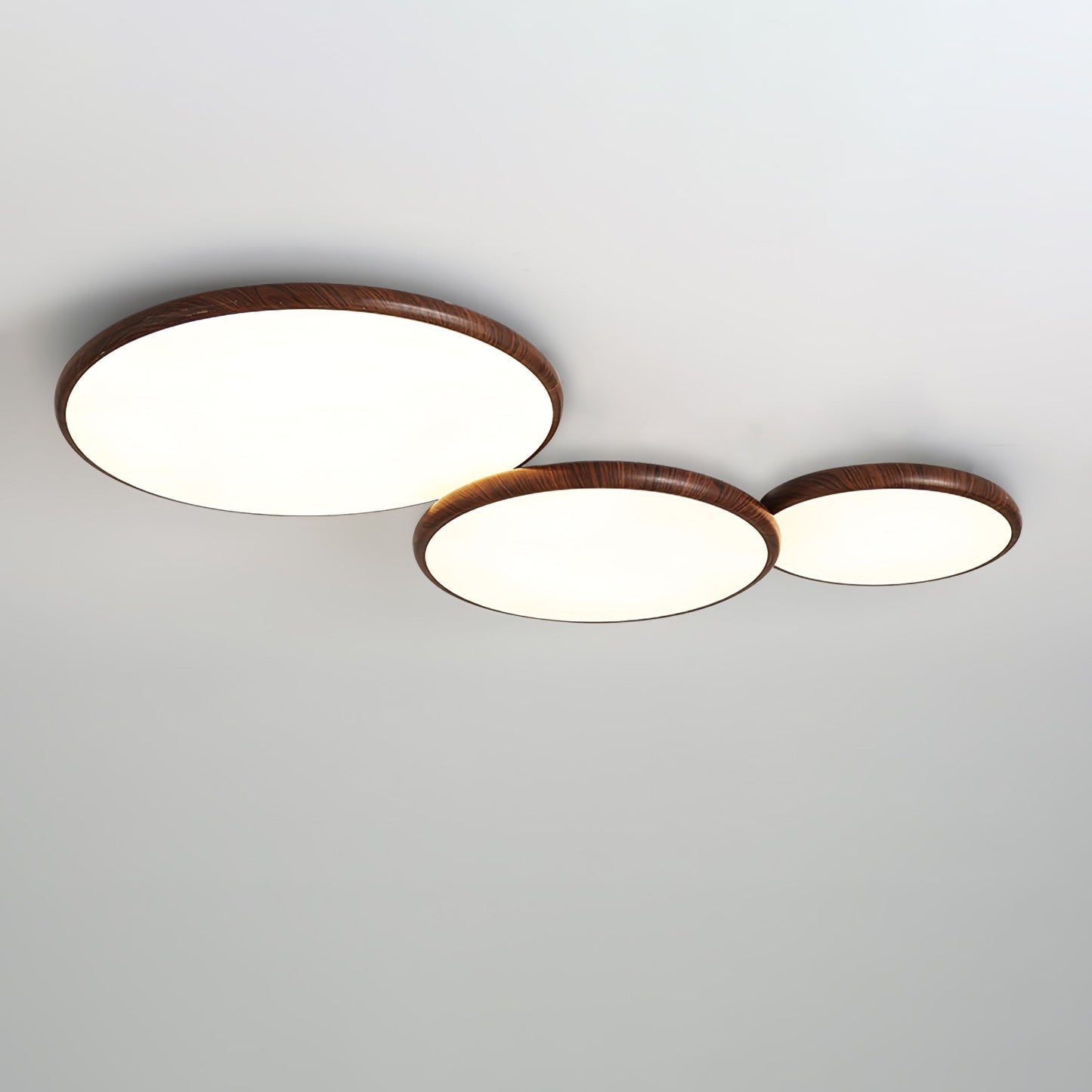 Thin Geometry Shape Ceiling Lamp L 42.1″ x W 24.8″ x H 4.5″ / L 107cm x W 63cm x H 11.5cm / Walnut Wood Grain