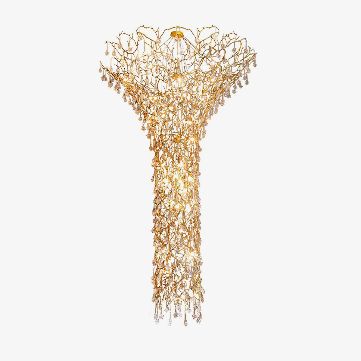Tree Branch Staircase Chandelier ∅ 59″ x H 141.7″ / Dia 150cm x H 360cm / Brass / suitable for spaces over 12