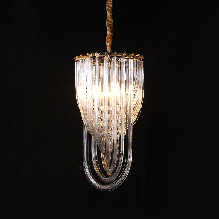 Trevi Murano Chandelier ∅ 11.8″ x H 23.6″ / Dia 30cm x H 60cm / Gold & Clear Chandelier