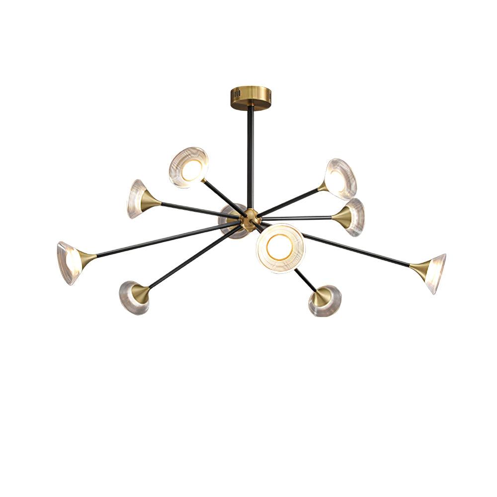 Tristan Chandelier 10 Heads ∅ 43.3″ x H 22.1″ / Dia 110cm x H 56cm / Gold & Transparent / Three-Color Changing Light