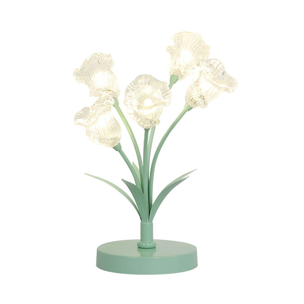 Tulip Flower Table Lamp 5 Heads ∅ 5.9″ x H 14.2″ / Dia 15cm x H 36cm / Green / US plug Table lamp