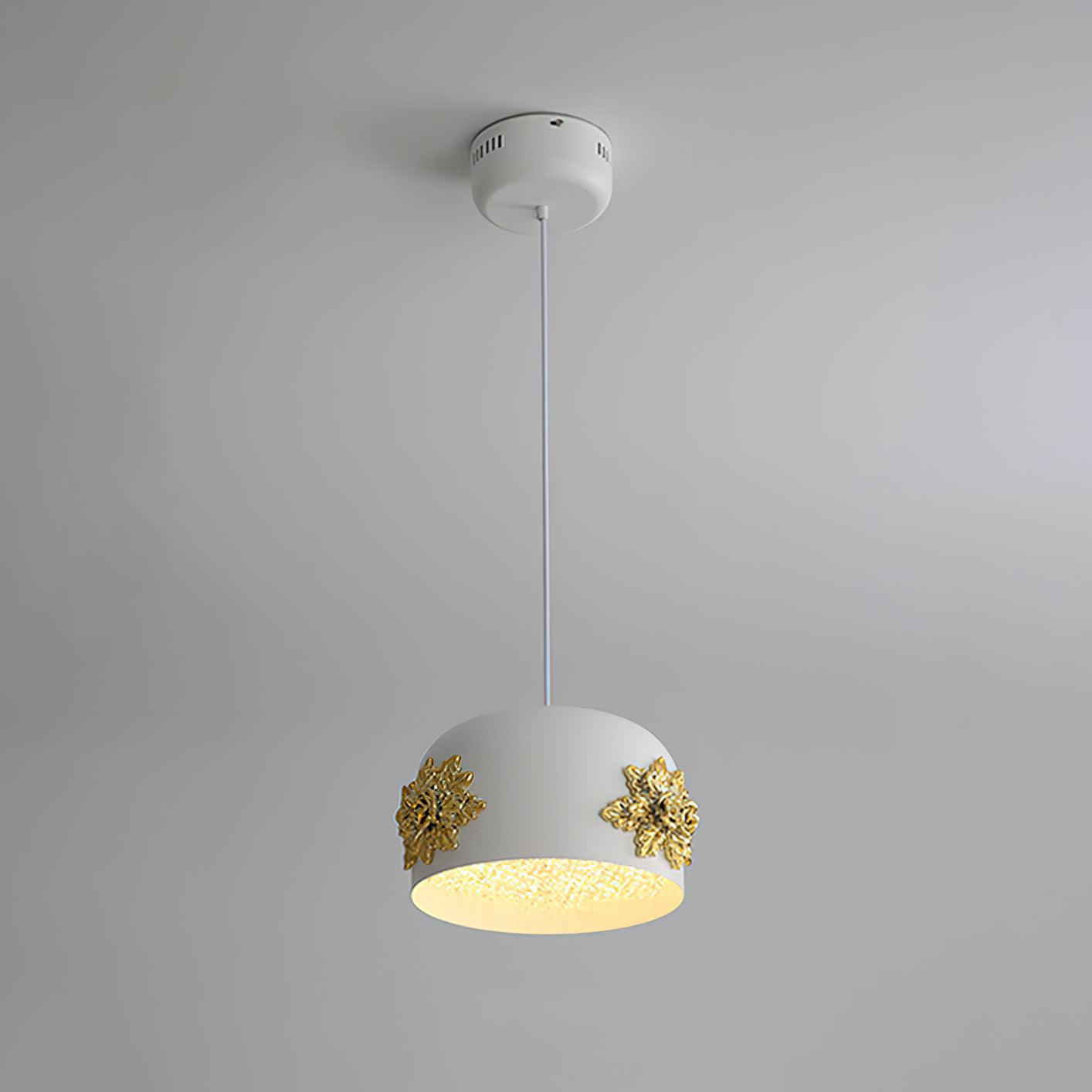 Tuz Pendant Light ∅ 11″ x H 5.9″ / ∅ 28cm x H 15cm / White & Gold & With crystal / Warm Light Pendant light