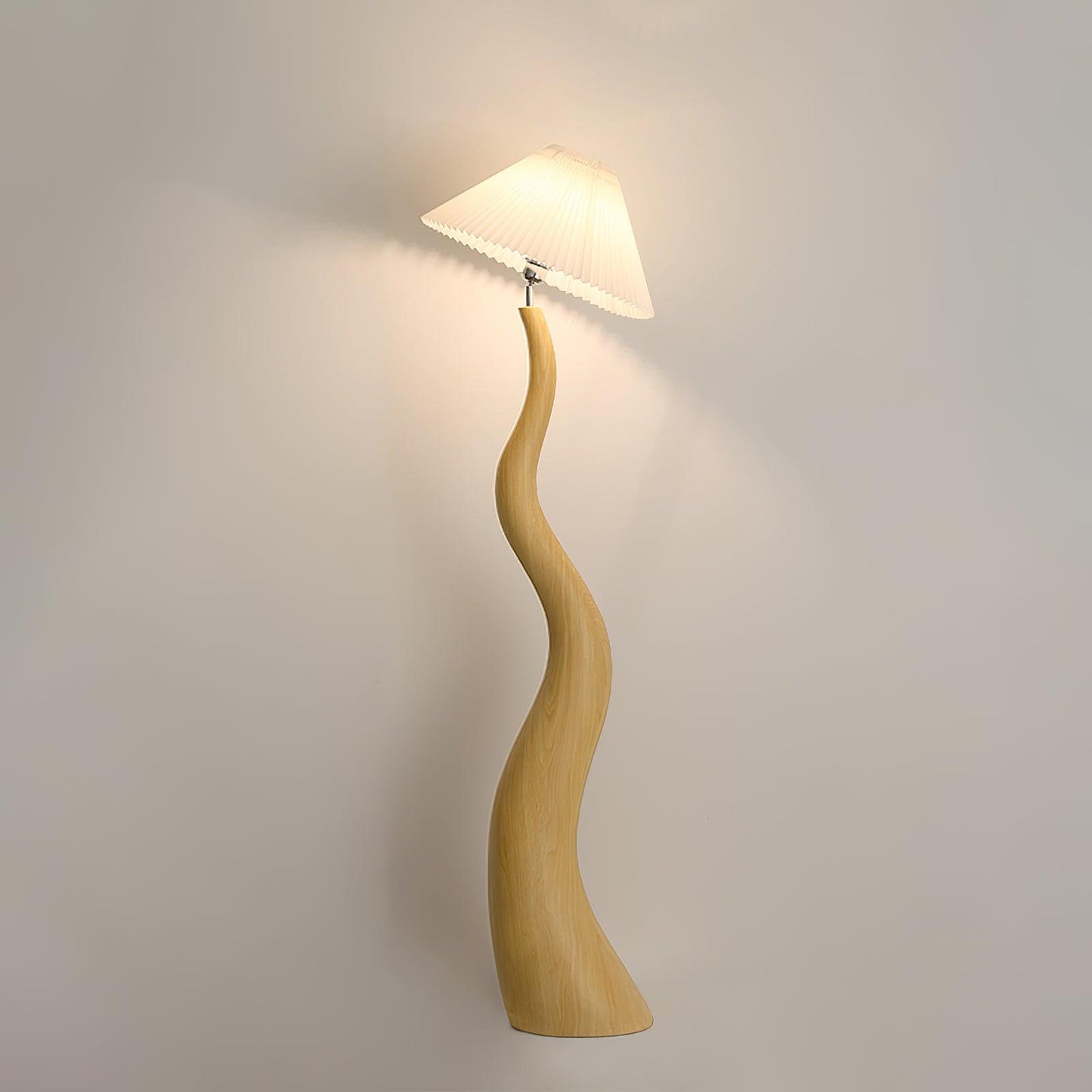 Twisted Pleated Floor Lamp ∅ 17.7″ x H 64.9″/ Dia 45cm x H 165cm / Wood Color / US plug Floor lamp