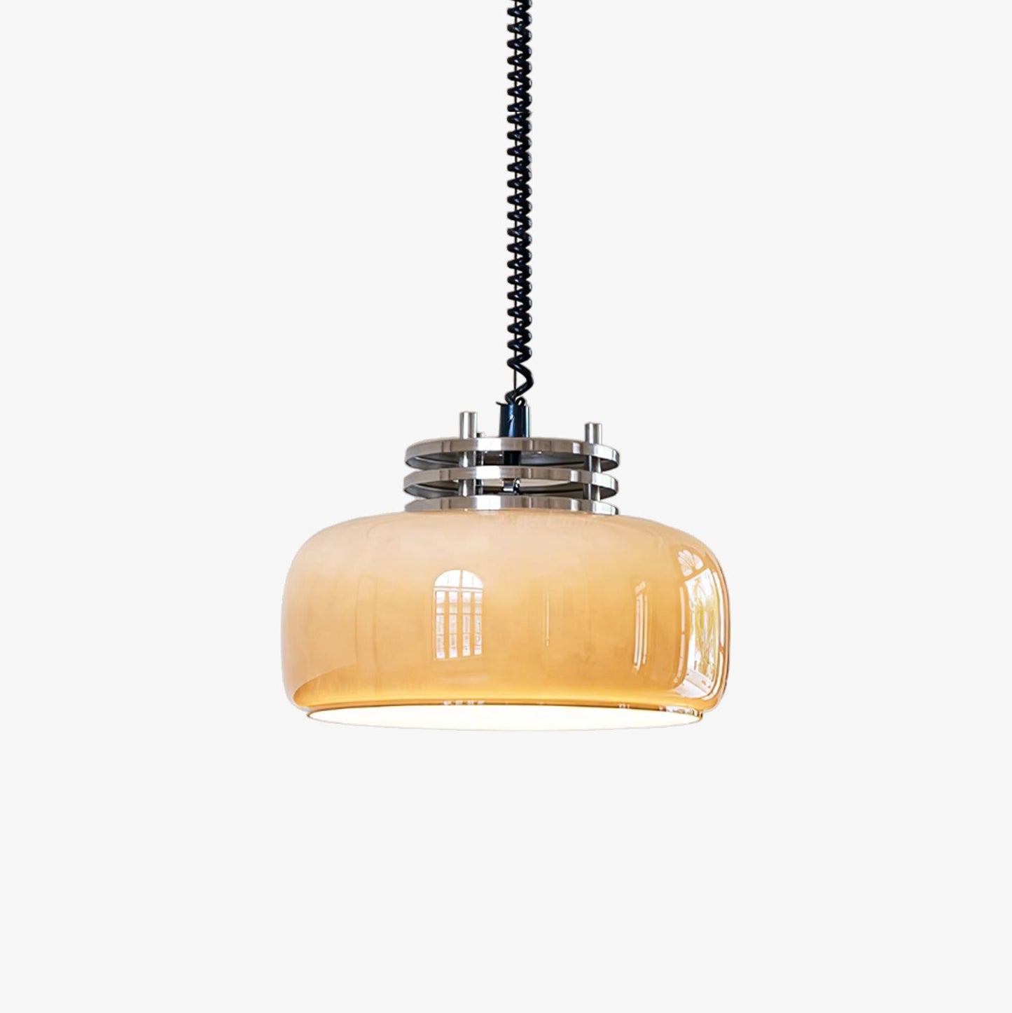 Ebb Pendant Lamp ∅ 13.8″ x H 9.4″ / Dia 35cm x H 24cm / Chrome & Light brown Pendant light