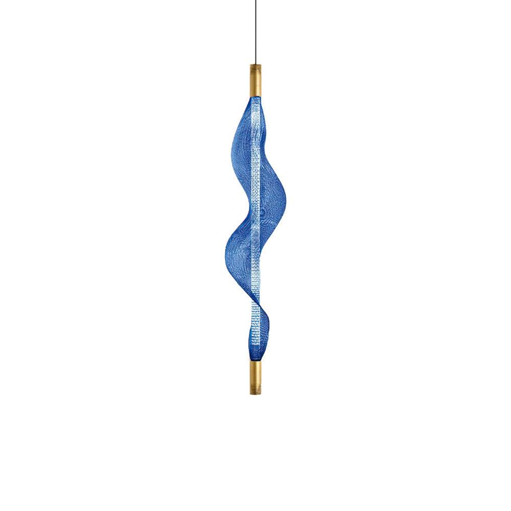 Vapour Pendant Light Vertical L 7.1″ x H 38.6″ / L 18cm x H 98cm / Blue & Gold / Warm Light Pendant light