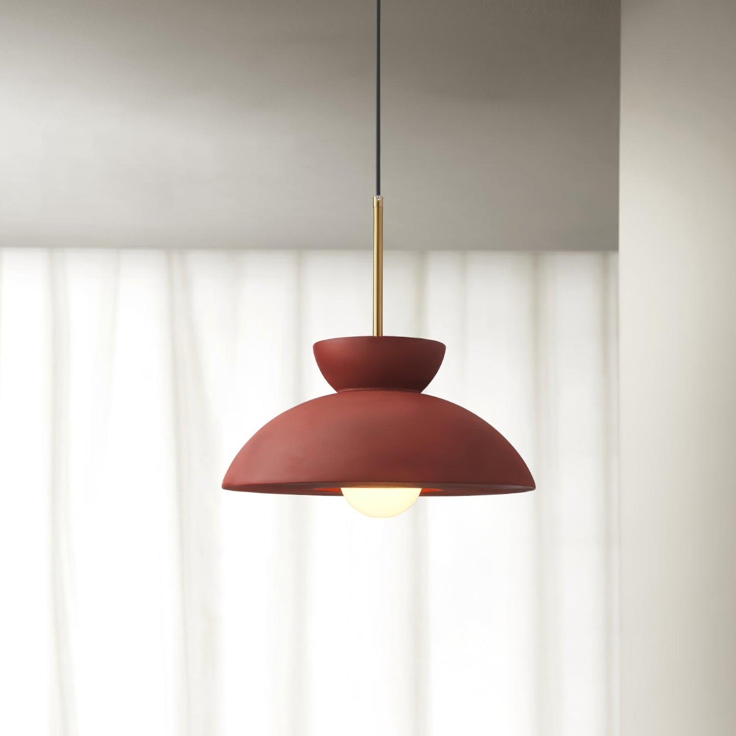 Veepee Pendant Lamp ∅ 13.3″ x H 6.2″/ Dia 34cm x H 16cm / Red Pendant light