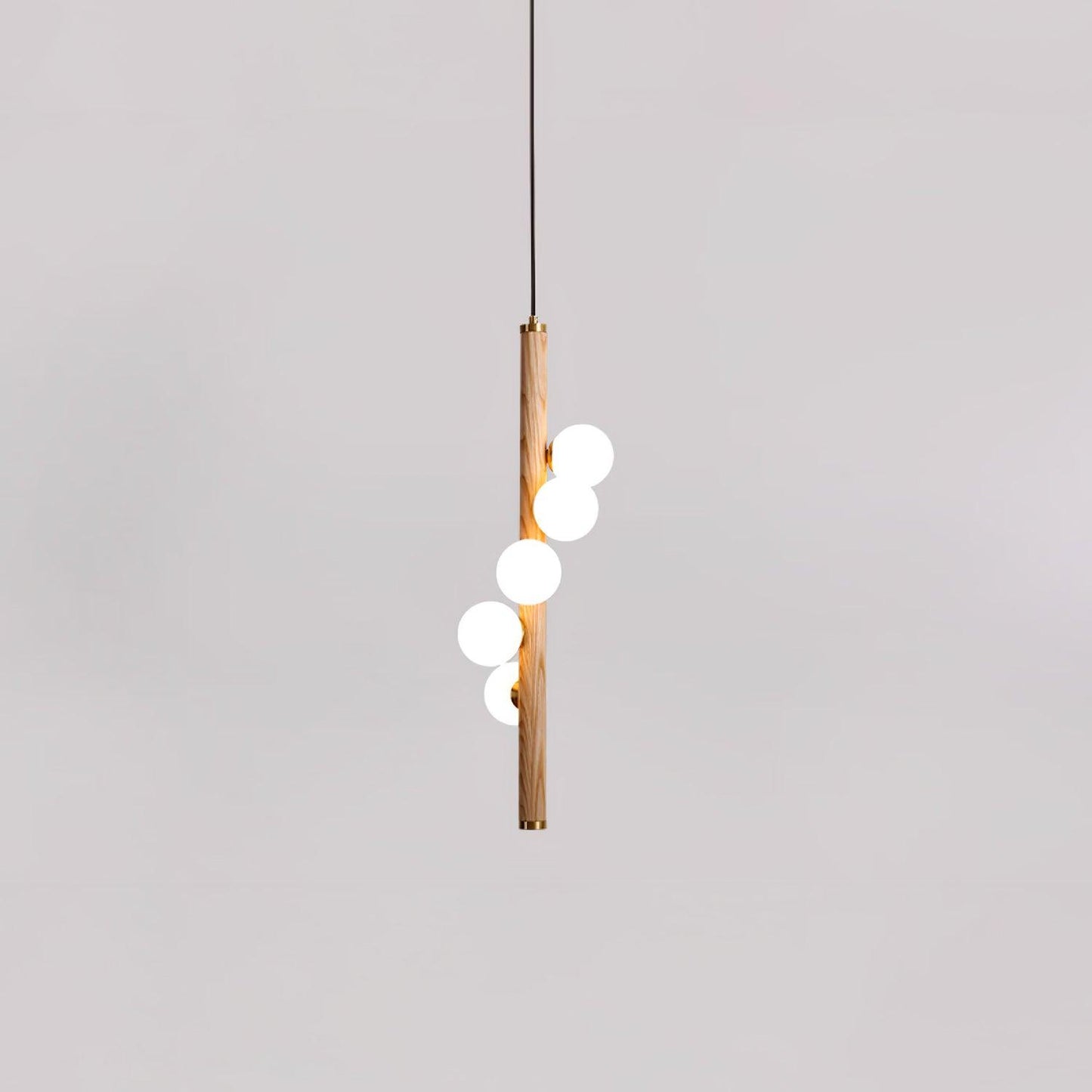 Vertical Orb Timber Pendant Lamp ∅ 7.5″ x H 24.4″ / Dia 19cm x H 62cm / Nature Wood Pendant light