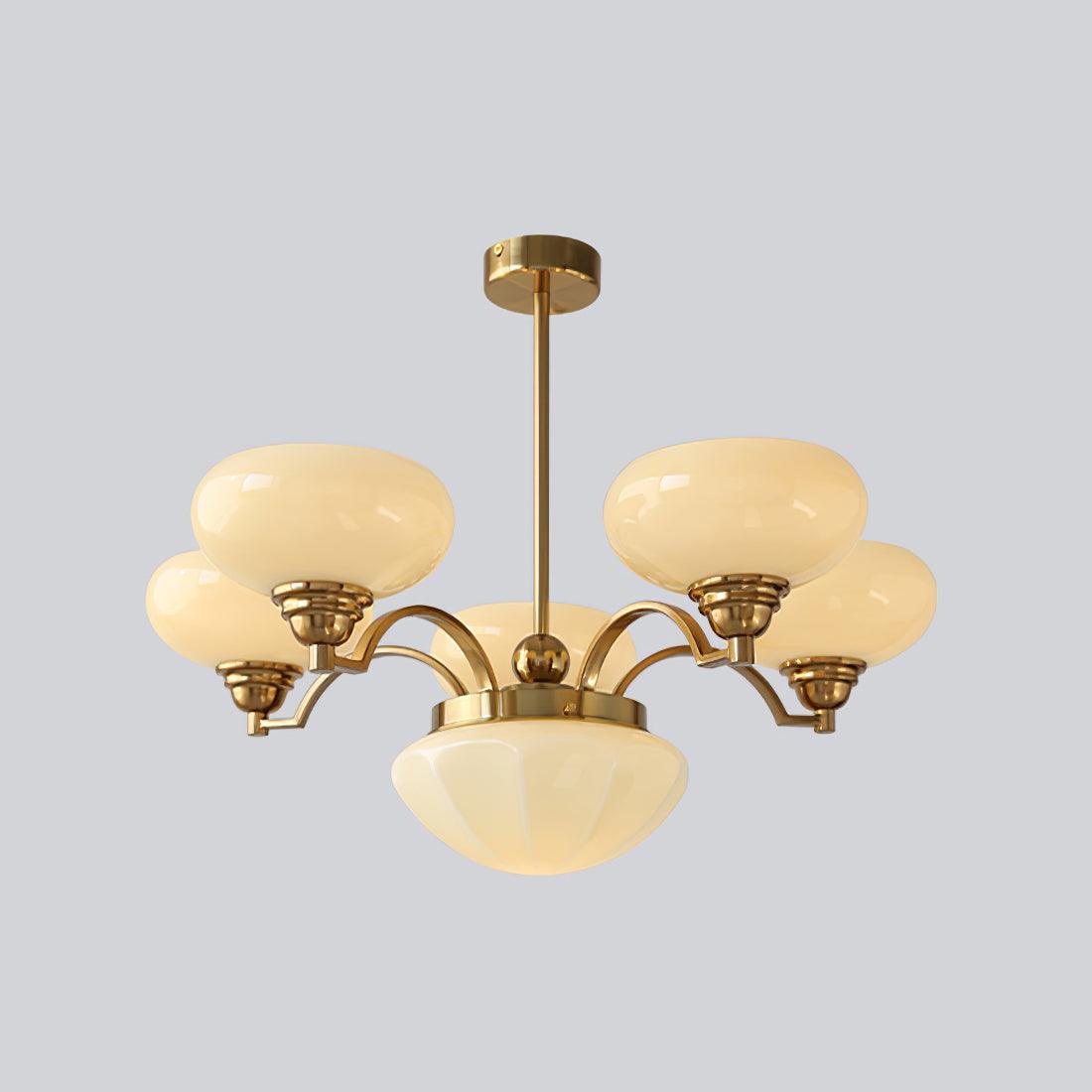 Warre Chandelier 6 heads ∅ 26.5″ x H 11″ / Dia 70cm x H 28cm / Copper + Beige / Warm Light Chandelier