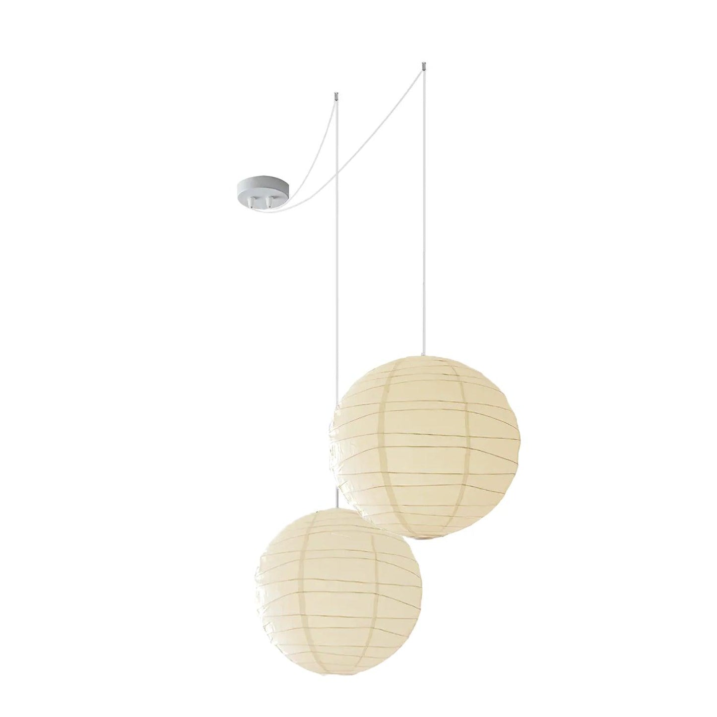 Washi Paper Pendant Lamp ∅ 11.8″ x ∅ 17.7″ / Dia 30cm + 45cm / White Pendant light