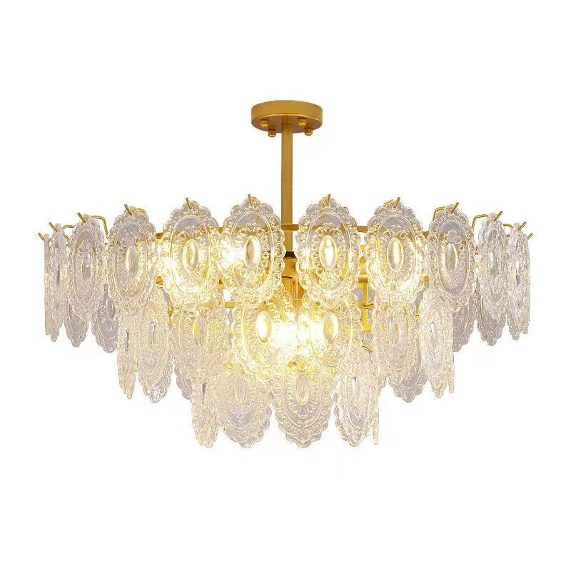Wave Glass Chandelier Φ 27.6″ x H 14.6″ / Dia 70cm x H 37cm / Gold / Clear Chandelier