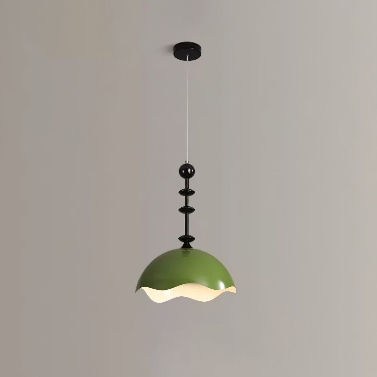 Wave Crest Pendant Lamp ∅ 13.8″ x H 20.1″ / Black & Green / Warm Light Pendant light