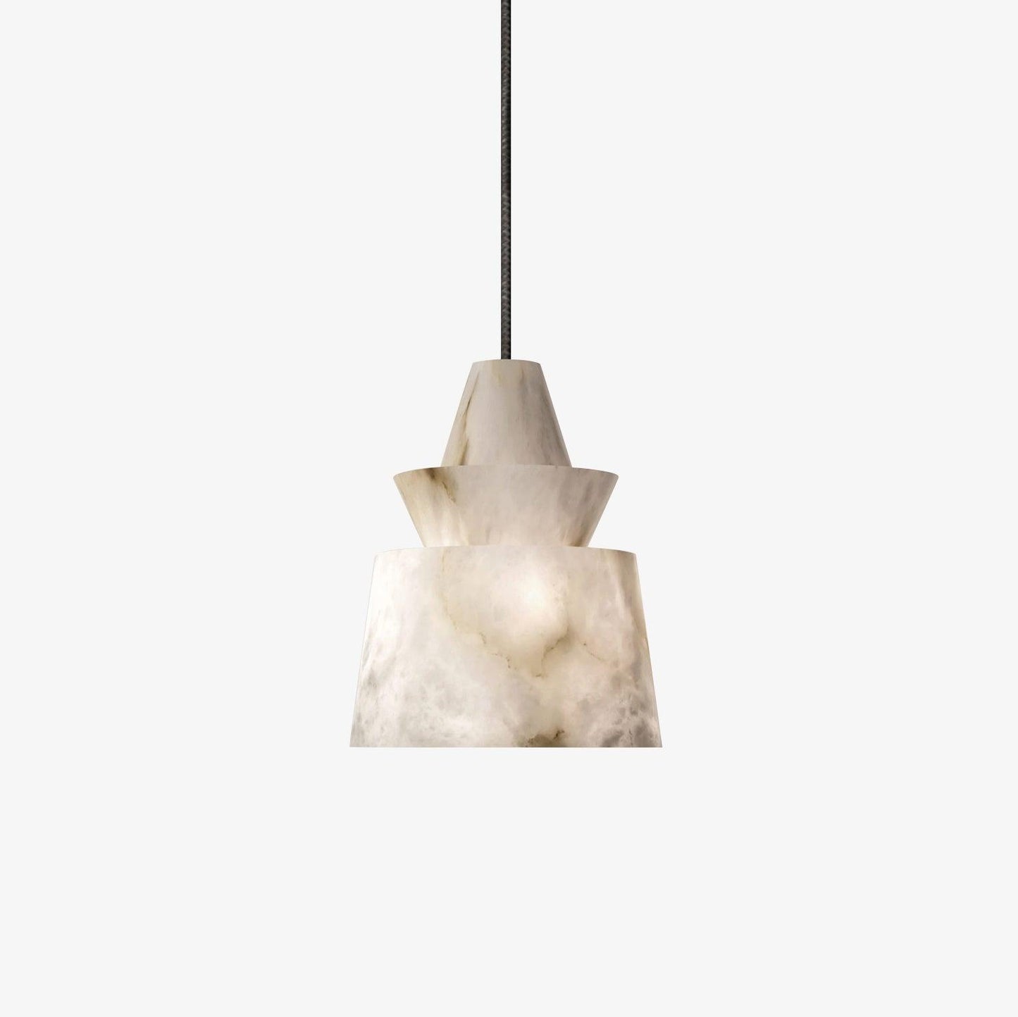 White Alabaster Pendant Light ∅ 7.1″ x H 8.7″ / Dia 18cm x H 22cm / White Pendant light