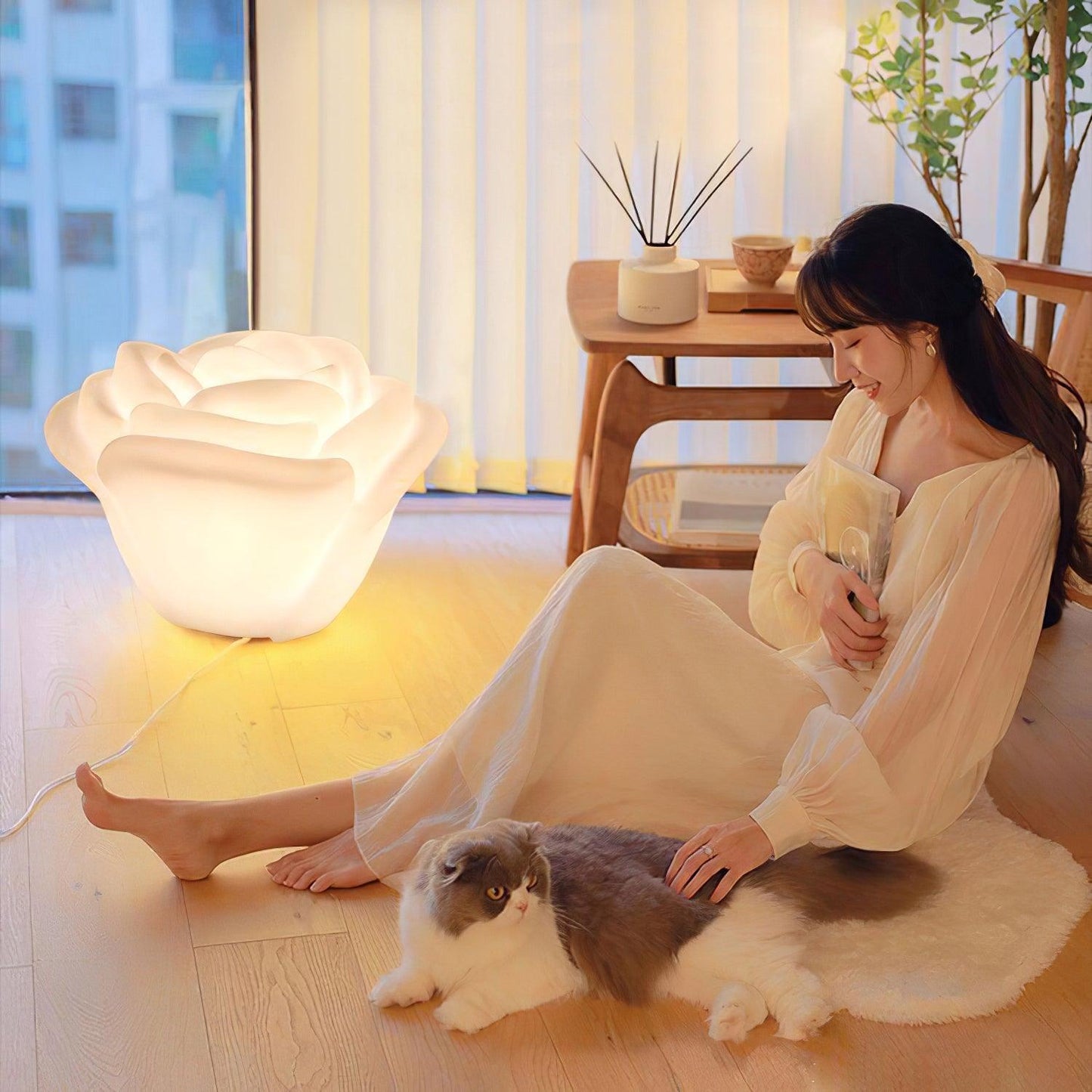 White Rose Shaped LED Table Lamp Table lamp