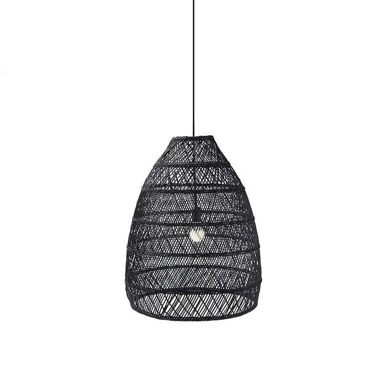 Wicker Pendant Lamp ∅ 15.8″ x H 22.8″ / Dia 40cm x H 58cm / Black rattan Pendant light